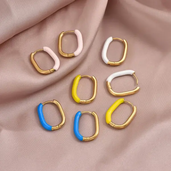 Wholesale PVD Coated Real Gold Plated U Shape 304 Stainless Steel Synthetic Resin IG Style Simple Style Waterproof Non Tarnish 304 Stainless Steel Earrings