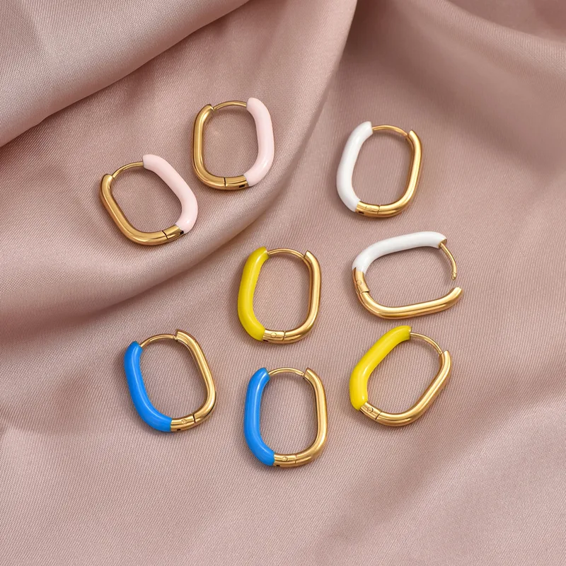 Wholesale PVD Coated Real Gold Plated U Shape 304 Stainless Steel Synthetic Resin IG Style Simple Style Waterproof Non Tarnish 304 Stainless Steel Ear