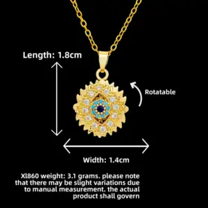 XL860 Rotating Sun Eye Necklace / Gold