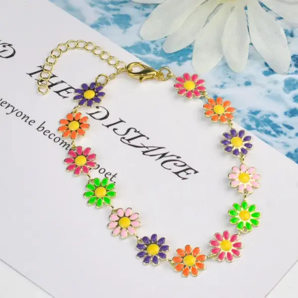 Wholesale Simple Style Flower Copper Enamel Bracelets