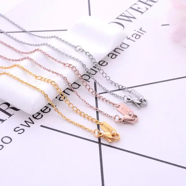 Wholesale PVD Coated Real Gold Plated 18K Gold Solid Color Titanium Steel Simple Style Waterproof Non Tarnish Necklace