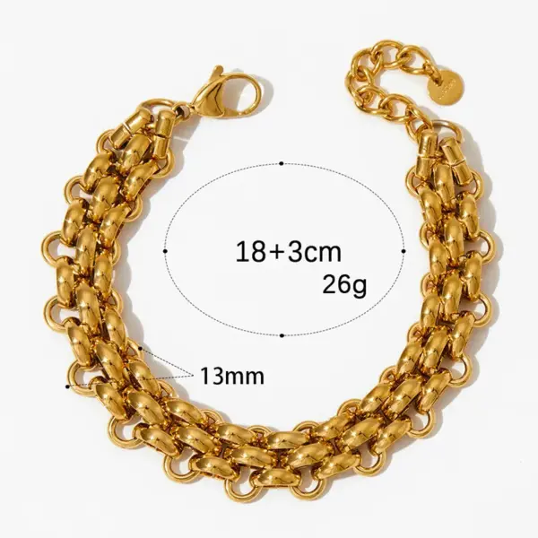 PVD Coated Real Gold Plated Geometric 304 Stainless Steel Casual Simple Style Waterproof Non Tarnish Plating Bracelets
