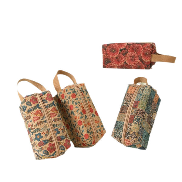 Wholesale Original rtable Large-Capacity Cork Cosmetic Bag Rectangular Storage Bag