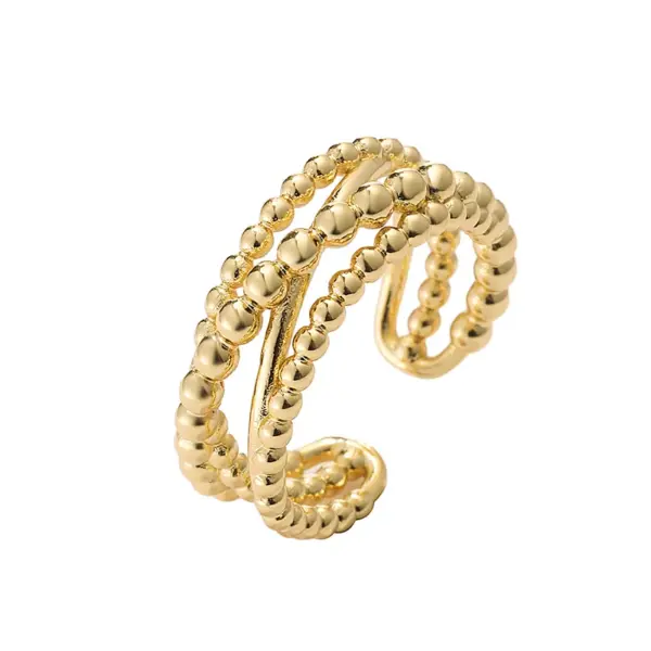 Wholesale Retro French Style Simple Style Daisy Copper 18k Gold Plated Open Rings In Bulk