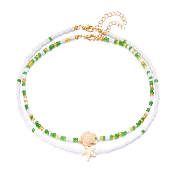 oly-ef9e6fcd777b5b62626f56038cd2438a Wholesale Cross-border Bohemian Starfish Color Rice Bead Necklace suit Small Fresh Turtle Beaded Multi-layer Sweet Necklace