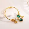 Wholesale Artistic Shiny Heart Shape 304 Stainless Steel Alloy Gold Plated Rhinestones Bangle In Bulk