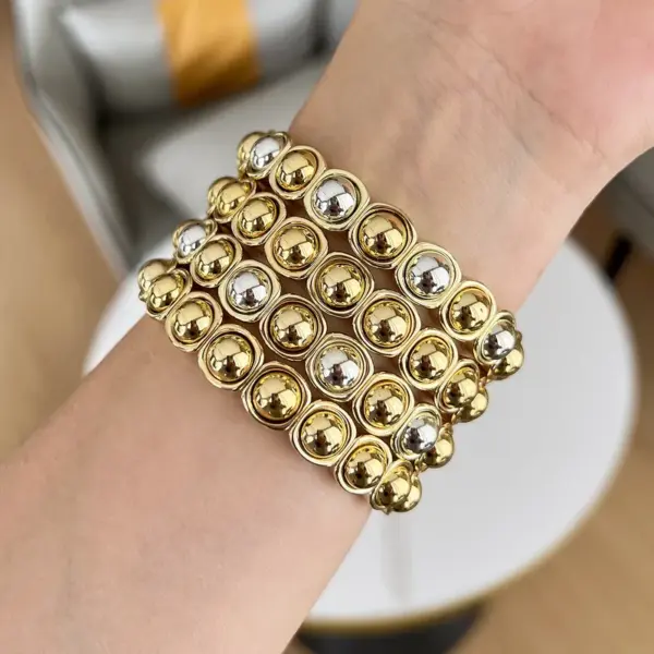 Wholesale Simple Style Color Block Solid Color Alloy 18K Gold Plated Stainless Steel Bracelets In Bulk