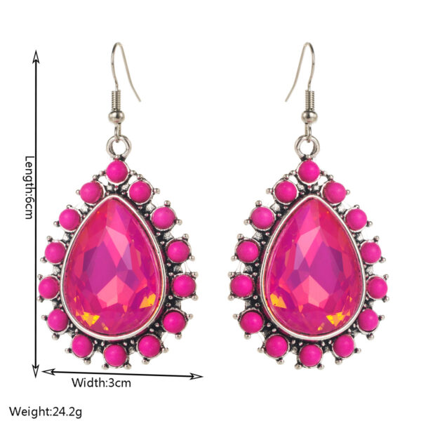 oly-efb3bd21d63d882ec201415022d677f9 Wholesale Diamond-encrusted teardrop-patterned turquoise pendant earrings for women, unique vintage style, high-quality party earrings.