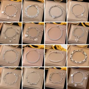 Ae146 Double-Layer Chain Bracelet / Steel Color