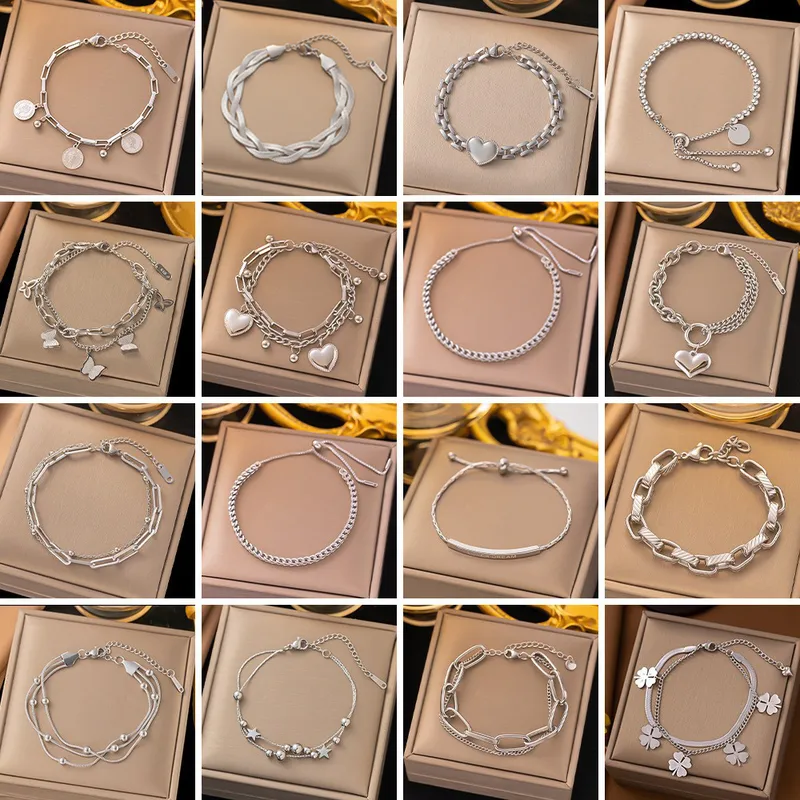 Wholesale PVD Coated Real Gold Plated Heart Shape Bow Knot Titanium Steel Casual Simple Style Waterproof Non Tarnish Titanium Steel OT Clasp Tole Clas