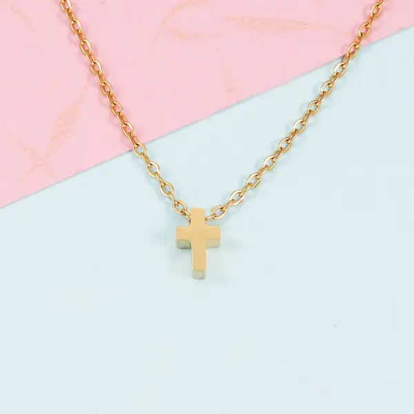 304 Stainless Steel Cross PVD Coated 18K Real Gold Plated Basic Classic Style Waterproof Non Tarnish Plating Rose Gold Gold Silver Pendant Necklace