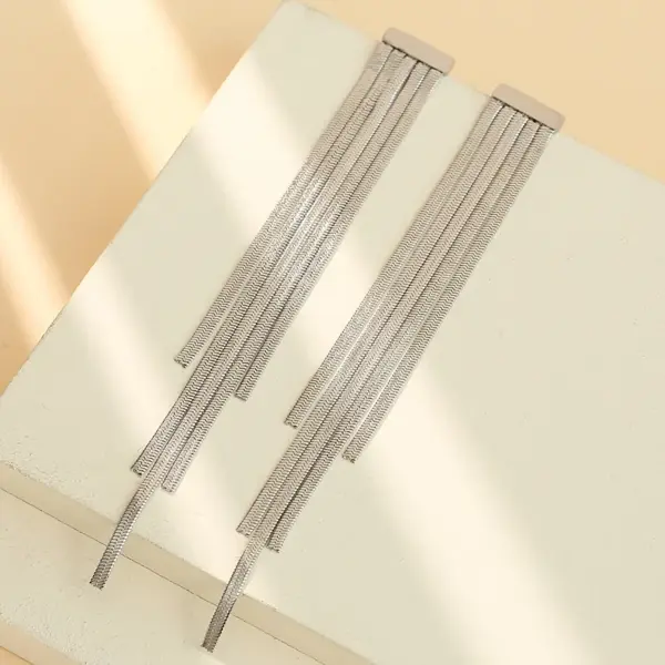 Wholesale Fashion Solid Color Tassel Plating 304 Stainless Steel 16K Gold Plated White Gold Plated Gold Plated Stainless Steel Earrings