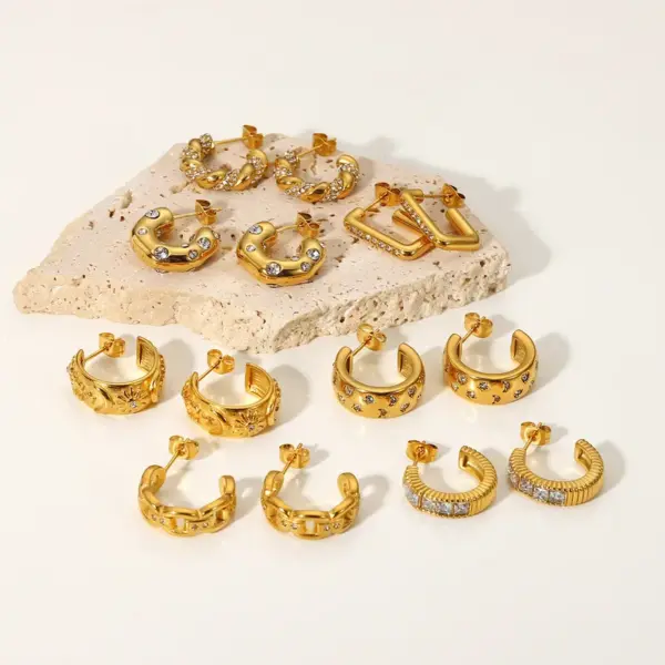 Fashion Geometric Plating 304 Stainless Steel Zircon Earrings