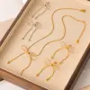 Wholesale 304 Stainless Steel Bow Knot PVD Coated Real Gold Plated IG Style Simple Style Waterproof Non Tarnish Gold Silver Earrings Necklace