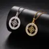 Wholesale Jewelry Simple Style Witches Knot Solid Color 304 Stainless Steel Zircon Inlay Pendant Necklace