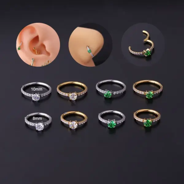 Wholesale 316L Stainless Steel Zircon Ear Cartilage Rings & Studs Round Waterproof Non Tarnish Surgical Steel Women'S