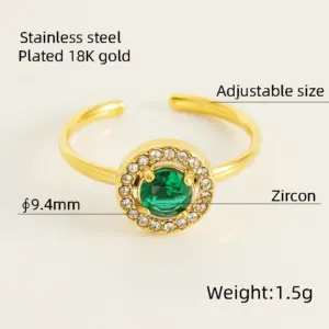 597-Round Ring [Green Diamond]
