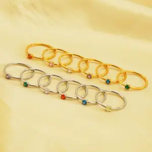 Wholesale PVD Coated 18K Gold Plated Round 304 Stainless Steel Elegant Simple Style Waterproof Non Tarnish Rings