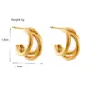Wholesale PVD Coated 18K Gold Plated Geometric 304 Stainless Steel Vintage Style Korean Style Waterproof Non Tarnish Ear Studs