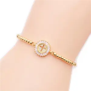 Wholesale Simple Copper Micro-inlaid White Zirconium Cross Bracelet