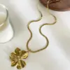 18K Gold Plated 316L Stainless Steel Flower Waterproof Non Tarnish Surgical Steel Exaggerated Snake Chain Pendant Necklace For Women's
