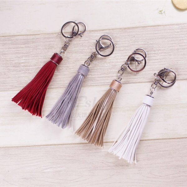 Wholesale Wax line alloy gift leather tassel car key chain bag