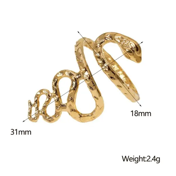 Wholesale PVD Coated Real Gold Plated 18K Gold Snake 304 Stainless Steel Elegant Simple Style Waterproof Non Tarnish Open Rings