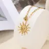 Wholesale PVD Coated Real Gold Plated Sun 304 Stainless Steel Elegant Vintage Style Waterproof Non Tarnish 304 Stainless Steel Lobster Trigger Clasp Closure Pendant Necklace