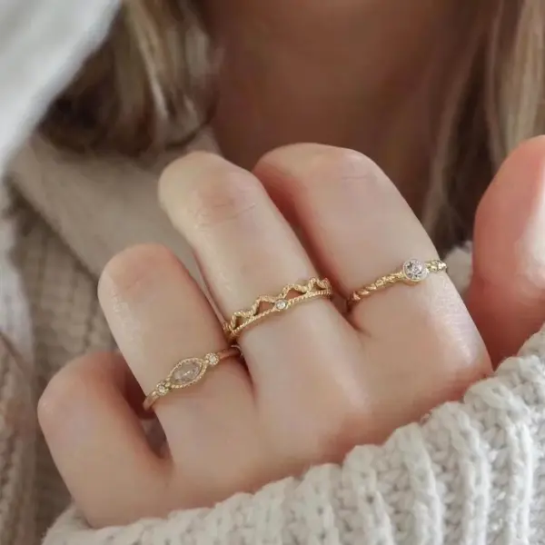 Wholesale PVD Coated 14K Gold Real Gold Plated Solid Color 304 Stainless Steel Fashion Waterproof Non Tarnish Open Ring
