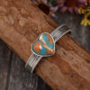 Wholesale Retro Western style heart inlaid turquoise alloy open bracelet