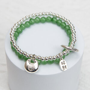 Double layer light green silver alloy [1 piece] bracelet