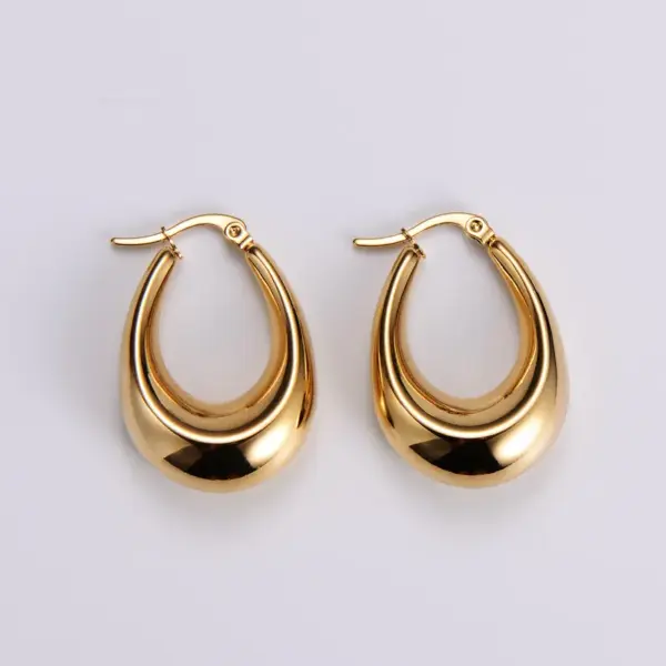 Wholesale PVD Coated 18K Gold Plated Water Droplets Stainless Steel French Style Waterproof Non Tarnish Earrings