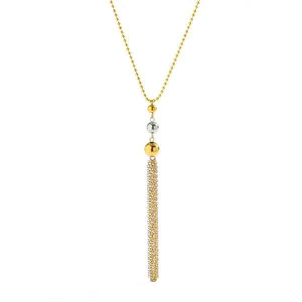 Vacuum Electroplating (In Furnace) Plated 18K Real Gold Round Tassel Cute Tropical Style Sweet 304 Stainless Steel Electroplated Lobster Clasp Necklace