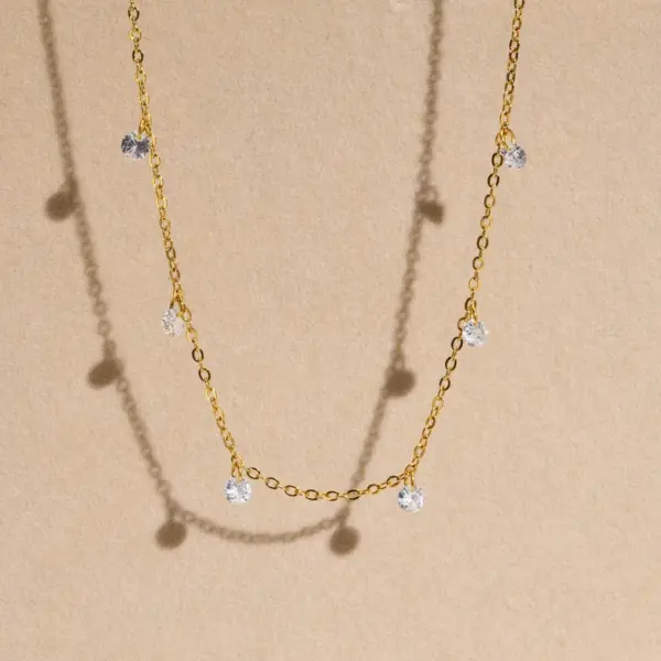 Wholesale Jewelry Simple Style Geometric 201 Stainless Steel Zircon 18K Gold Plated Plating Stainless Steel Necklaces