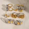 Wholesale 304 Stainless Steel Geometric PVD Coated 18K Real Gold Plated Real Gold Plated 18K Gold Retro Simple Style Classic Style Waterproof Non Tarnish Earrings Ear Studs