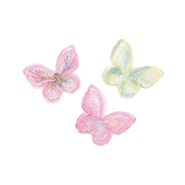 Wholesale Factory direct explosive clothing accessories embroidery patch color double magic color organza embroidery butterfly cloth stickers