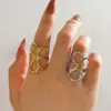 Wholesale Ion Plating (IP) 18K Gold Plated Flower 304 Stainless Steel Elegant Glam Hip-Hop Waterproof Non Tarnish Open Rings