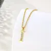 oly-f00466975773c8f5b62dcd234014bdff Wholesale Water Plating Vacuum Real Gold Plated 18K Letter 304 Stainless Steel Titanium Fashion Waterproof Non Tarnish 201 Pendant Necklace