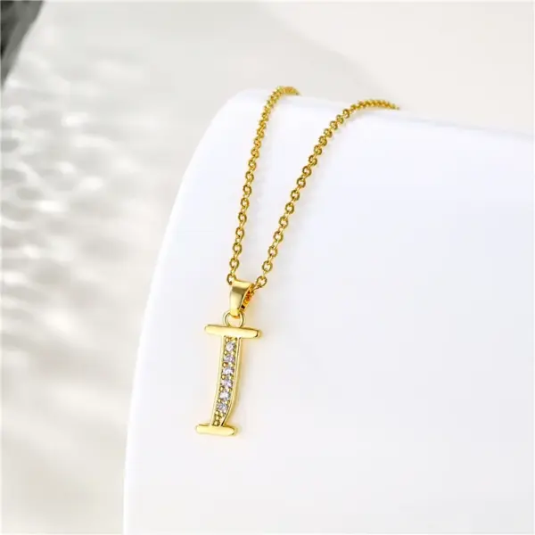 oly-f00466975773c8f5b62dcd234014bdff Wholesale Water Plating Vacuum Real Gold Plated 18K Letter 304 Stainless Steel Titanium Fashion Waterproof Non Tarnish 201 Pendant Necklace