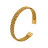 Wholesale PVD Coated 18K Gold Real Gold Plated C Shape 304 Stainless Steel Fashion Waterproof Non Tarnish Bangle