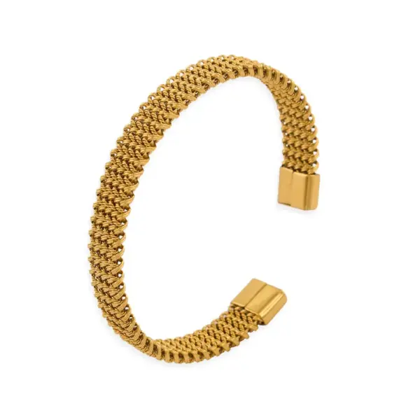 Wholesale PVD Coated 18K Gold Real Gold Plated C Shape 304 Stainless Steel Fashion Waterproof Non Tarnish Bangle