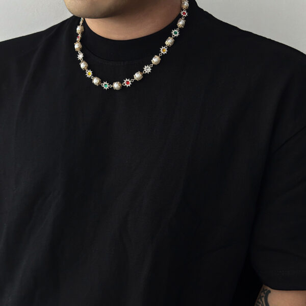 Wholesale Hip Hop Pearl Flower Necklace Men's High-end Sense Fashion Personality Clavicle Chain Men's Jewelry