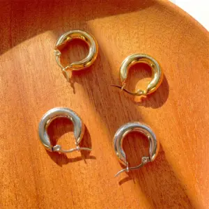 Wholesale 1 Pair Simple Style Solid Color Plating Stainless Steel Earrings