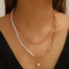 oly-f00e12fbc7e8ac89107b7f95e8cd4a1b Wholesale jewelry fashion long round bead chain stacked wearing necklace retro style personality pearl otbuckle necklace