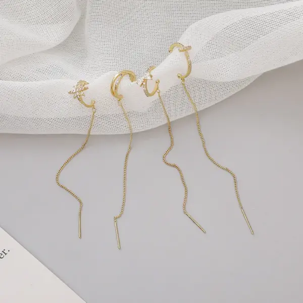 Geometric Plating Copper Artificial Gemstones Earrings