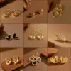 Wholesale Elegant Heart-shaped Hoop Earrings For Women 18K Gold Titanium Steel Non-fading Luxurious Fashion Jewelry Ear Clips Heart-shaped