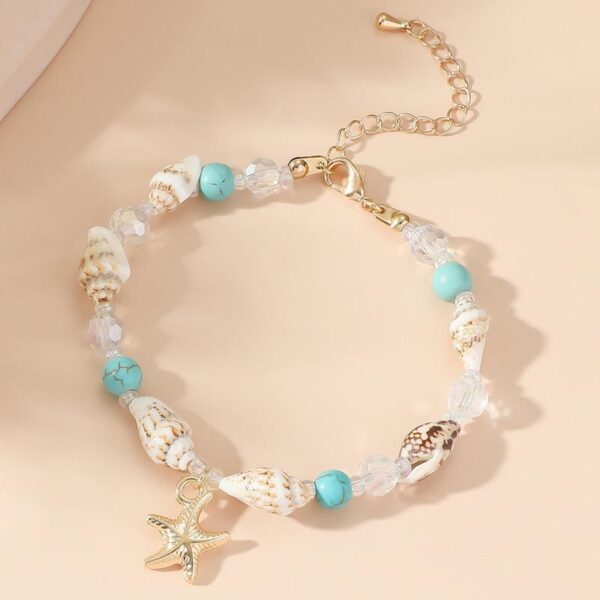Wholesale Cross-border foreign trade popular jewelry conch rice beads turquoise bracelet beach starfish pendant shell crystal beads bracelet