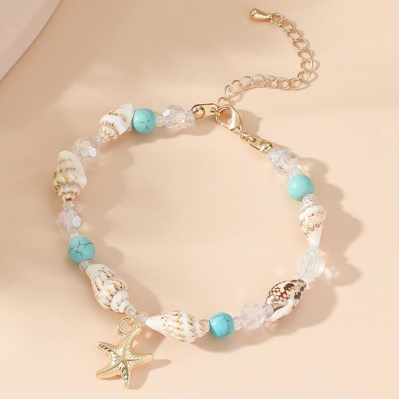 Wholesale Cross-border foreign trade pular jewelry conch rice beads turquoise bracelet beach starfish pendant shell crystal beads bracelet
