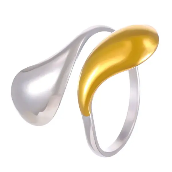 Wholesale 18K Gold Stainless Steel Ring Women's High-End Color Block Waterdrop Geometric Ring Fashionable Durable Jewelry Accessory