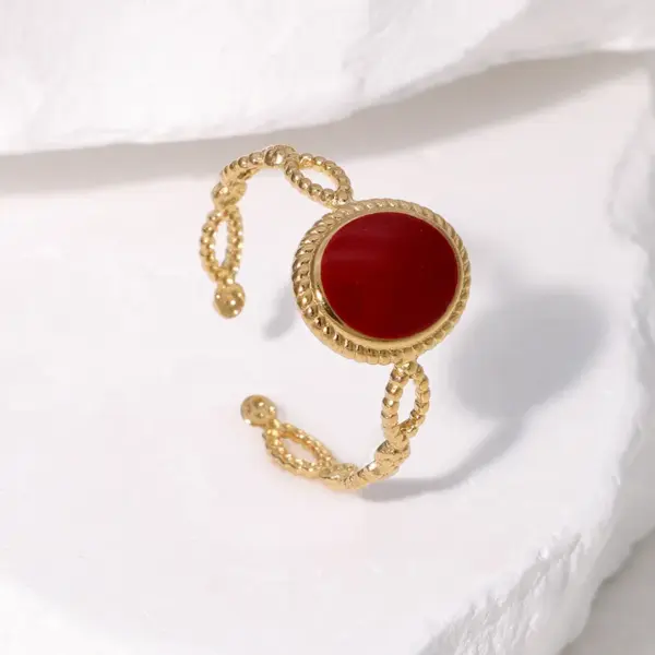 oly-f026ab7f9ca82feefe682ae66a90504d Wholesale PVD Coated Real Gold Plated 18K Gold Geometric 304 Stainless Steel Vintage Style Simple Style IG Style Waterproof Non Tarnish Open Rings